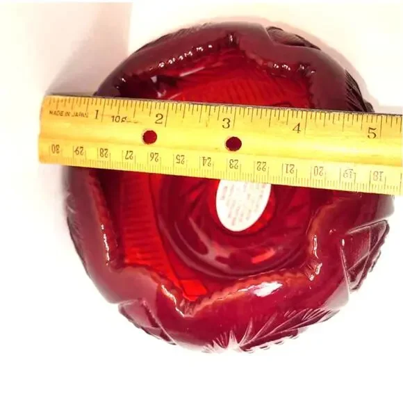 Deep Ruby Red Vintage Fenton Cut Crystal Bowl w/Pinwheel Star Glass Bowl - Picture 9 of 9